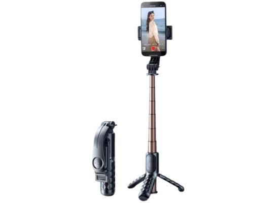 RTAKO - Q10R Mini Selfie Stick Pocket-sized 65CM- portable anti-shake, selfie live broadcast - Black